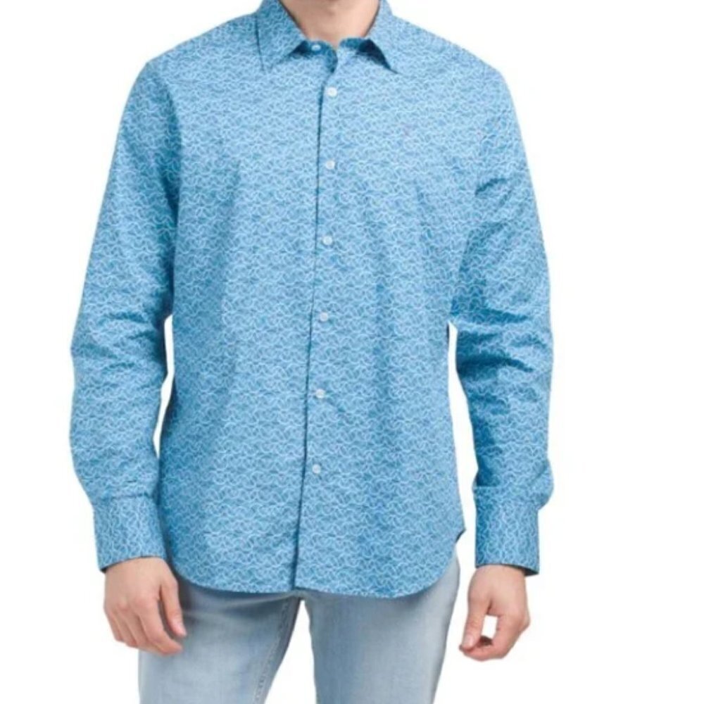 Robert Graham Canterbury Classic Fit Long Sleeve Shirt Blue Swirl Mens Medium